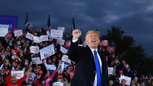 US President Donald Trump gestures during a campaign rally at Pickaway Agriculture and Event Center in Circleville, Ohio.