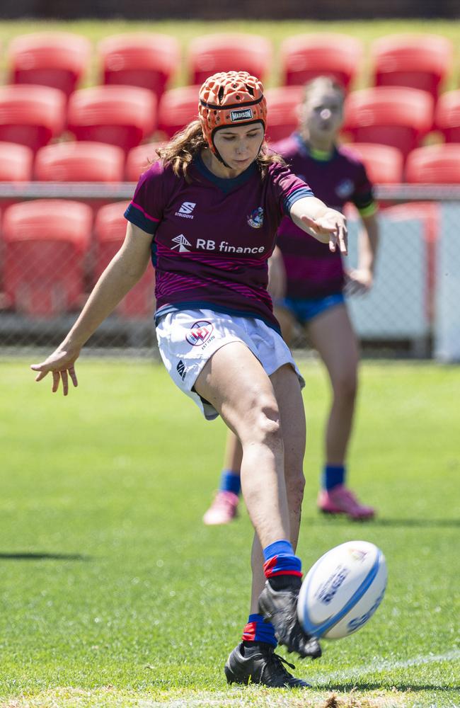 Bears player Kiera Johnston in a club game as Downs Rugby host Next Gen 7s at Toowoomba Sports Ground, Saturday, October 12, 2024. Picture: Kevin Farmer