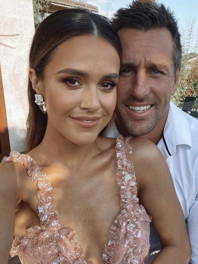 Newcastle Knights halfback Mitchell Pearce and fiancée Kristin Scott. Picture: Instagram