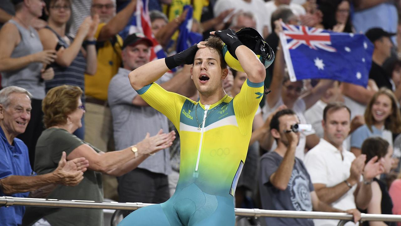 Sam Welsford after winning the Men's 15km Scratch Race Final.