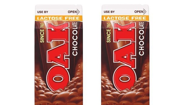 Oak has released its lactose free chocolate milk. Picture: Supplied