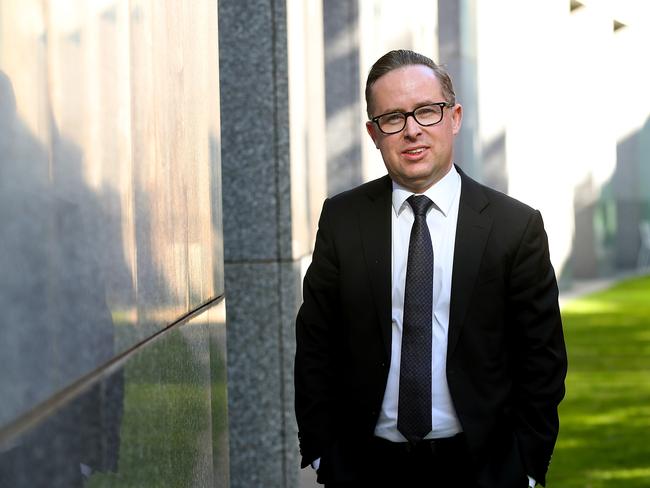 Qantas CEO Alan Joyce after holding a press conference at Parliament House in Canberra. Picture Kym Smith