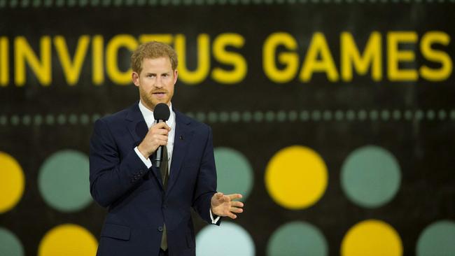 Prince Harry speaks during the opening ceremonies of the Invictus Games in Toronto, Ontario, 2017.