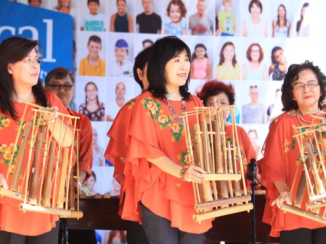 Angklung perform at The Spot Festival