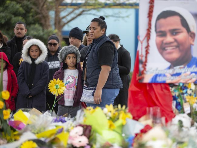 The memorial for, fatally stabbed teenager Solomone Taufeulungaki in Deer Park. Picture: Sarah Matray