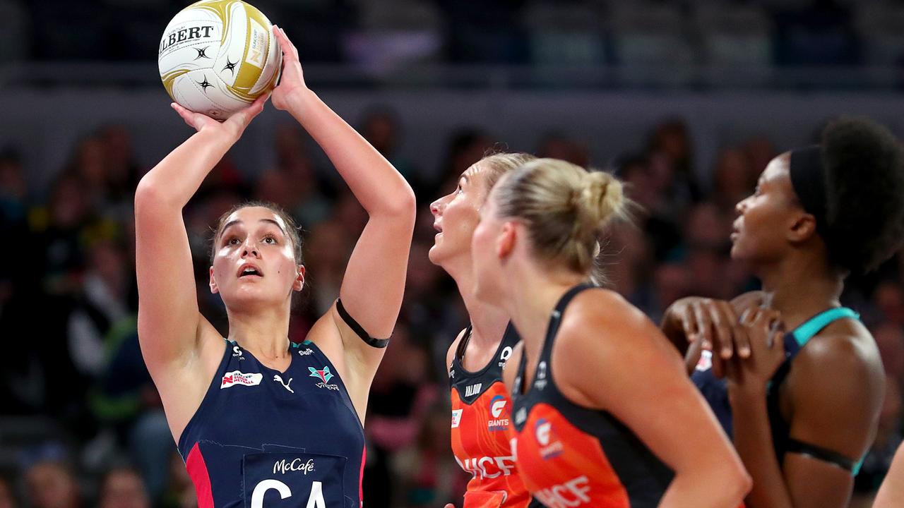 Rahni Samason sizes up a crucial shot as the Vixens make their late run. Picture: Kelly Defina/Getty Images