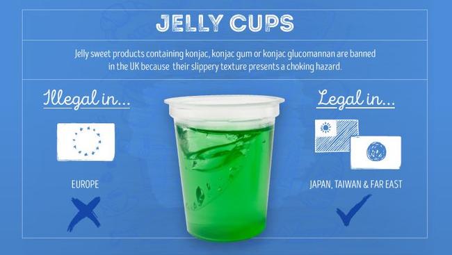 These jelly cups are popular in parts of Asia but banned in the EU. Picture: pokies.net.au