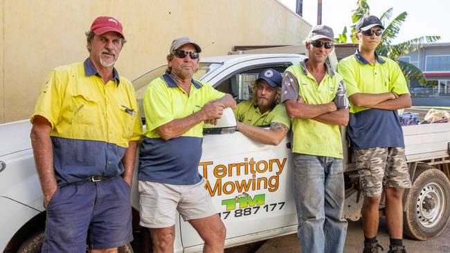 Territory Mowing &amp; Bush Landscaping employees Phil, Milan, Shaun, Scott, and Nulungery all oppose the latest green waste fee increase at the tip. Picture: Floss Adams.