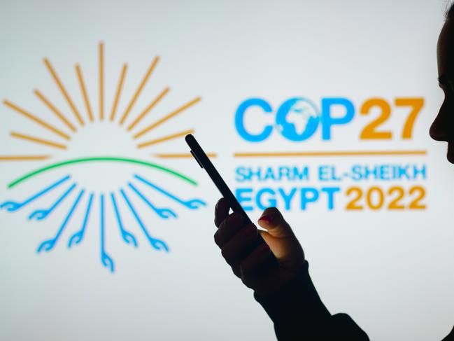 The 2022 United Nations Climate Change Conference COP27 logo. Picture: Rafael Henrique/SOPA Images/LightRocket via Getty Images