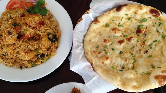 String hopper kothu and naan bread.