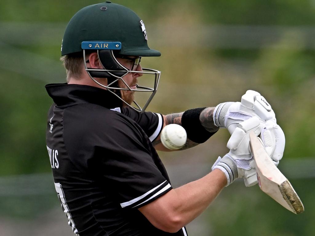 Camberwell’s Christopher Thewlis is ultra-aggressive with the bat. Picture: Andy Brownbill