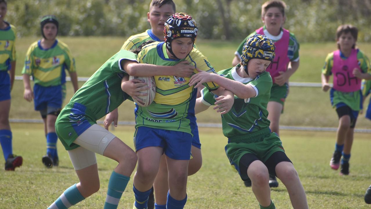 Axel Davis in the Proserpine Green and Wanderers Gold clash in the RLMD U12 Mixed division at RLMD Fields, August 7, 2021. Picture: Matthew Forrest