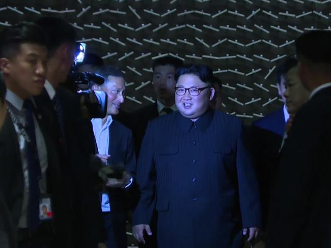 Kim Jong-un arrives at the Marina Bay Sands Hotel in Singapore. Picture: AFP