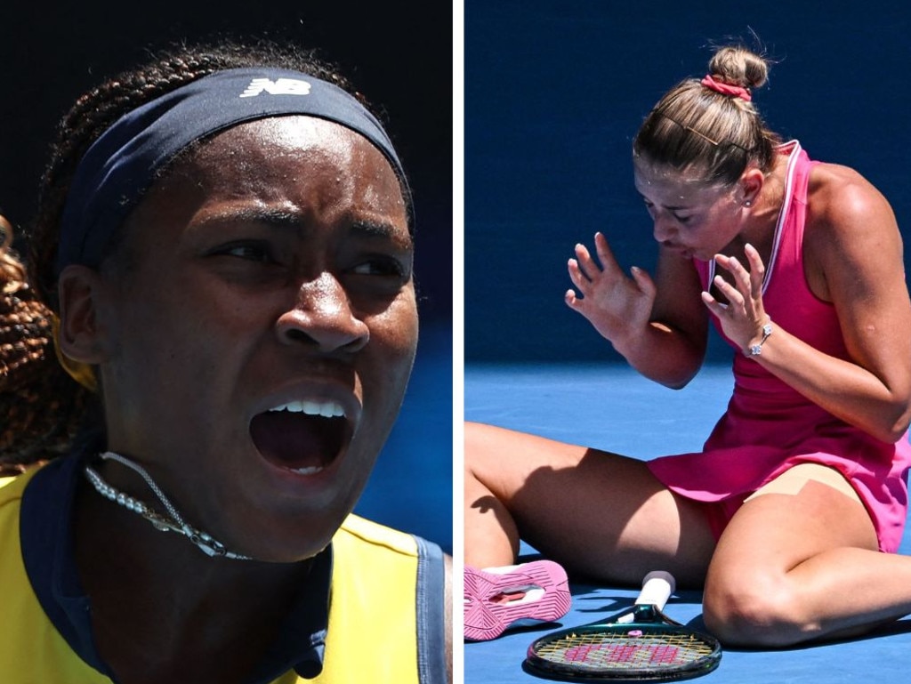 US star Coco Gauff has taken the first set after Ukrainian Marta Kostyuk sent it to a tie-break.