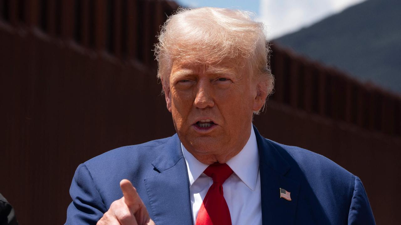 U.S. Republican Presidential candidate and former President Donald Trump speaks at the U.S.-Mexico border. Picture: Getty