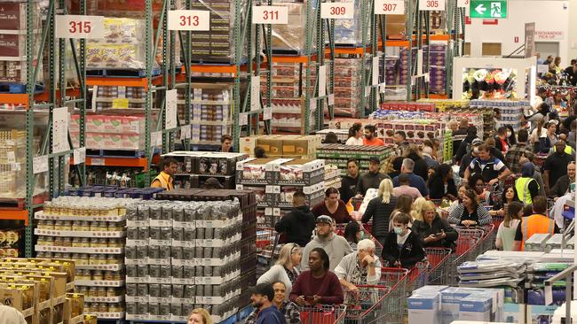 Disaster preparedness no longer has a bad name as shoppers line the aisles at Costco in Perth. Picture: Getty