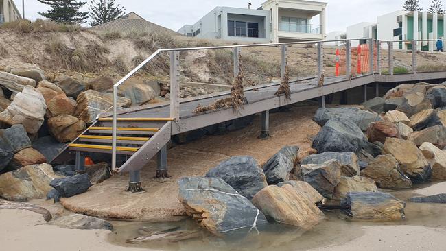 Storm damage at Henley Beach last week. Picture: Colin James