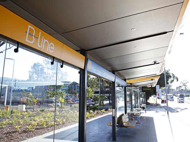 The B-Line bus stop at Warringah Mall. Picture: Adam Yip.