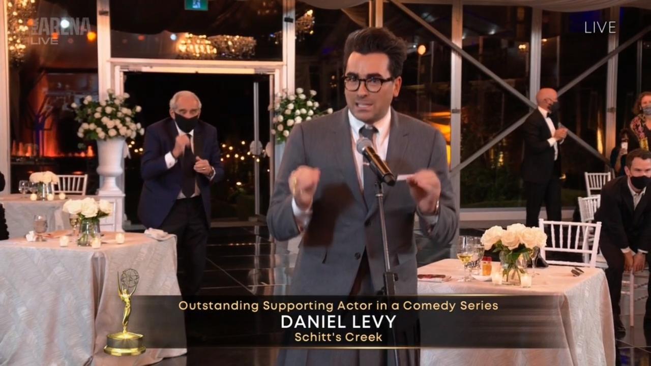 Schitt’s Creek’s creator and star, Daniel Levy, took out four Emmys including Outstanding Supporting Actor in a Comedy Series. Picture: AFP<br/>