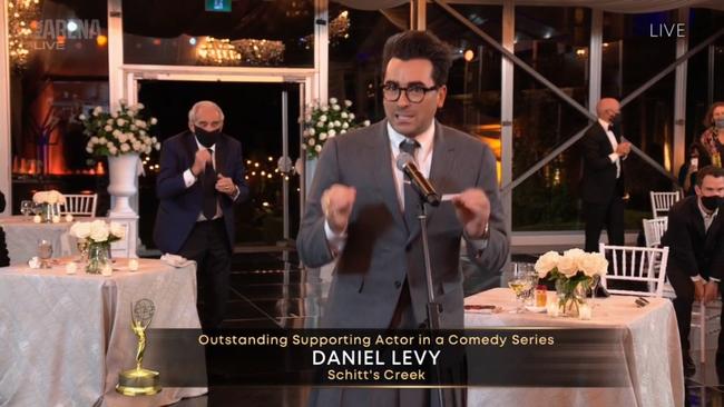 Schitt’s Creek’s creator and star, Daniel Levy, took out four Emmys including Outstanding Supporting Actor in a Comedy Series. Picture: AFP