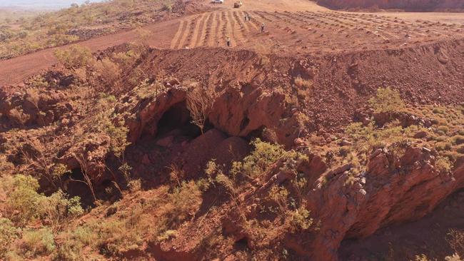 The Juukan Gorge caves were destroyed in May. Picture: PKKP Aboriginal Corporation/AFP