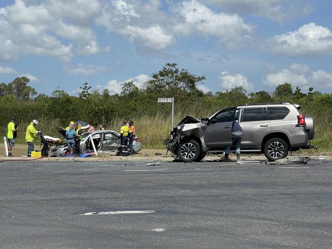 Four people have been injured in a crash on the Peak Downs Highway in Walkerston. Photo: Fergus Gregg