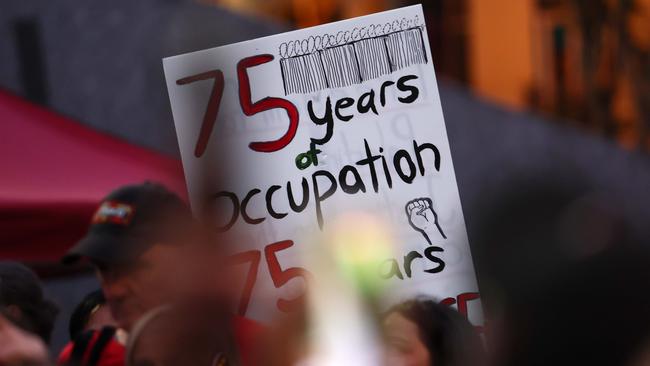 Protestors gather in King George Square during a Justice for Palestine rally. Picture: NCA NewsWire/Tertius Pickard