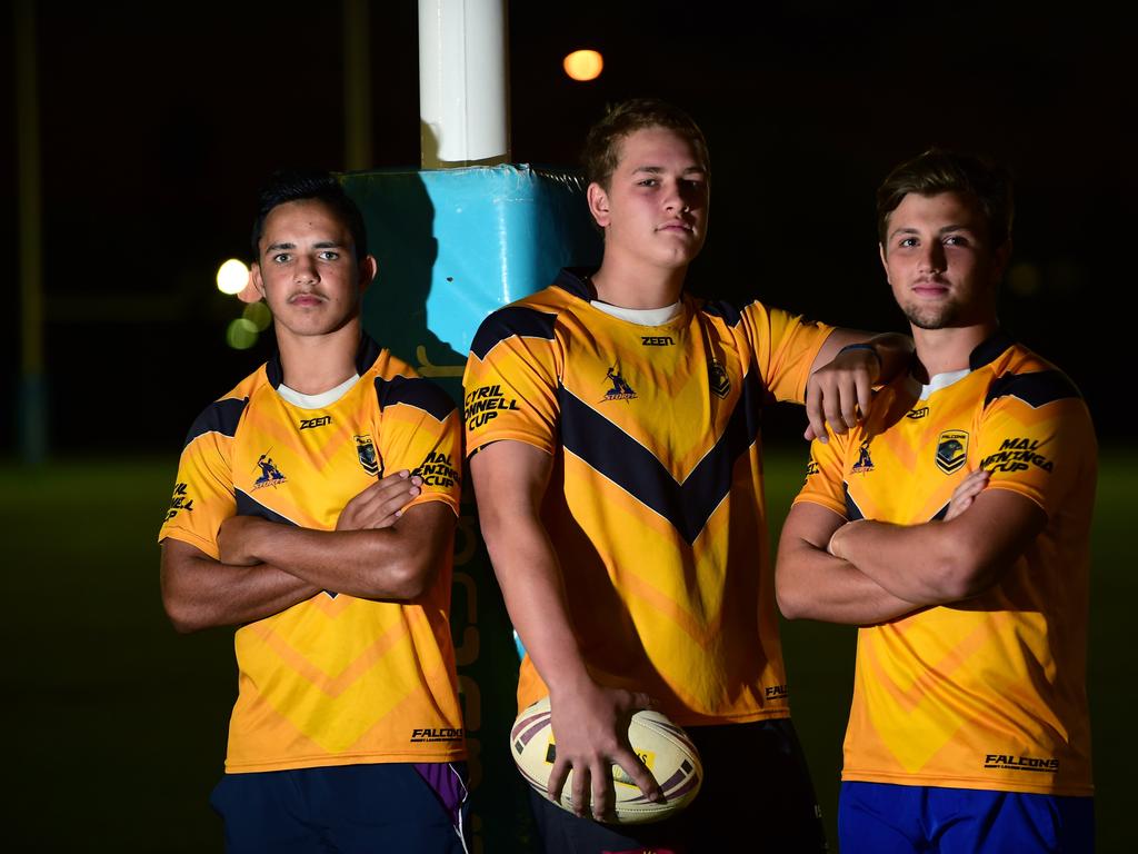 Trindall (L) playing for the Sunshine Coast Falcons under-16s. Picture: Iain Curry/Sunshine Coast Daily