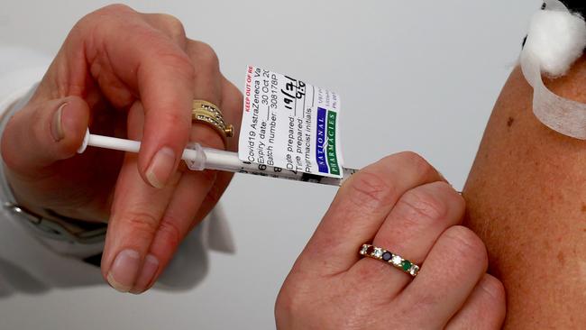 A patient gets the AstraZeneca vaccine. Picture: NCA NewsWire / Kelly Barnes