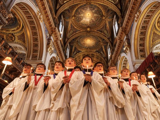 Choristers sing in a carol service at St Paul's Cathedral in London. Picture: Dan Kitwood/Getty Images