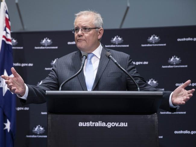 CANBERRA, AUSTRALIA-NCA NewsWire Photos AUGUST 07 2020The Prime Minister Scott Morrison with the acting Chief Medical Officer Professor Paul Kelly during a press conference in Parliament House, Canberra.Picture: NCA NewsWire /Gary Ramage