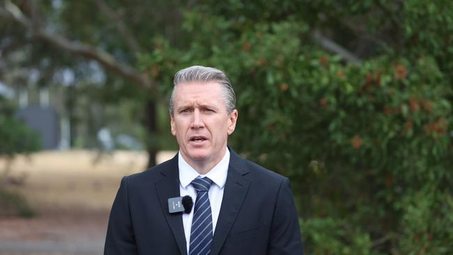Detective Acting Superintendent Mark Hatt speaks at a press conference at Mount Clear Scout Hall as Search continues for missing woman Samantha Murphy Picture: NCA NewsWire/ Brendan Beckett