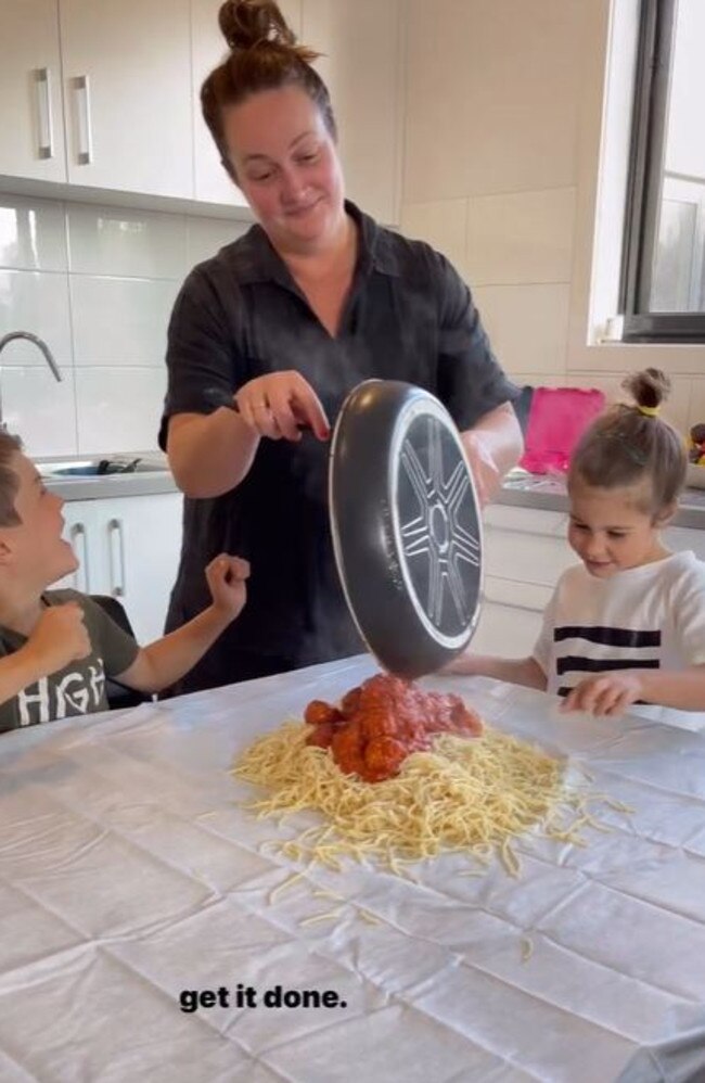 The children were confused at first by their mum’s serving technique.