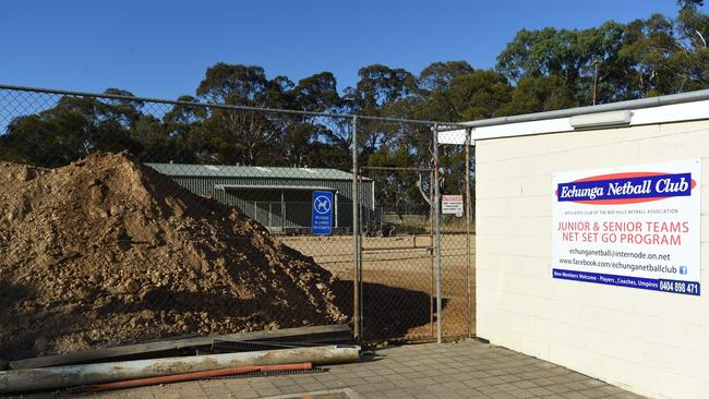 Building work at the Echunga Netball Club in January 2020. Picture: Naomi Jellicoe