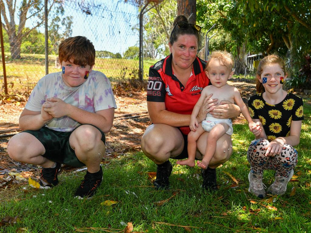 Australia Day celebrations: Tara Marks with Arlo Sonnex and Crystal and Harley Gill at the Casino Mini Trains.