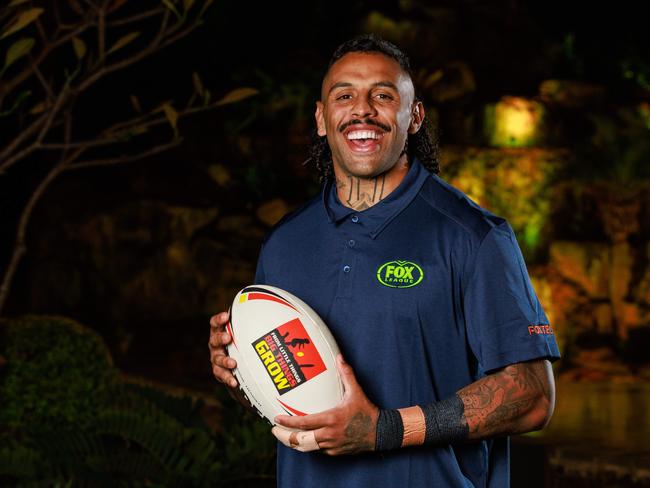 Josh Addo-Carr believes education is more important than widespread bans when it comes to eradicating racial attacks on the game’s Indigenous players. Picture: Justin Lloyd.