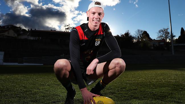 Football. Devils player Matt McGuinness ahead of the game against the Oakleigh Chargers. Picture: NIKKI DAVIS-JONES