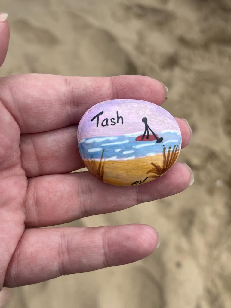 A rock coloured in Tash’s honour.