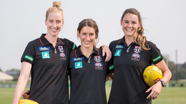 St Kilda has named Kate Shierlaw, Cat Phillips and Rhiannon Watt as joint captains for its inaugural AFLW season.