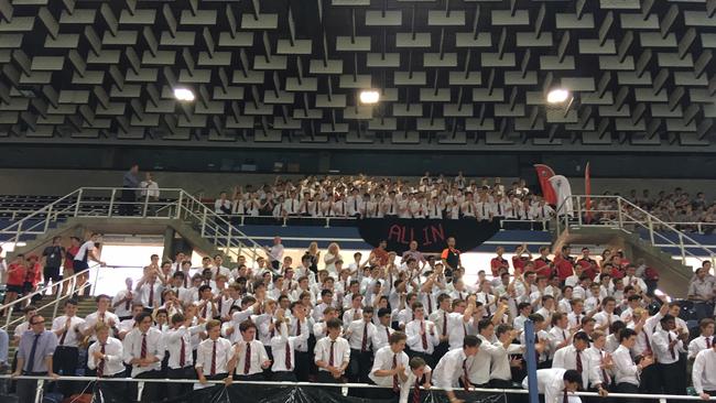 St Joseph's Gregory Terrace supporters at a GPS swimming carnival at Chandler.