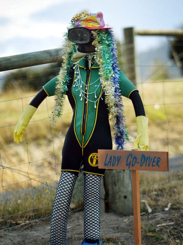 Published 30/01/2005 Middleton Country Expo Scarecrow competition, Lady Go-Diver, one of the the scarecrows decorating the Channel Highway