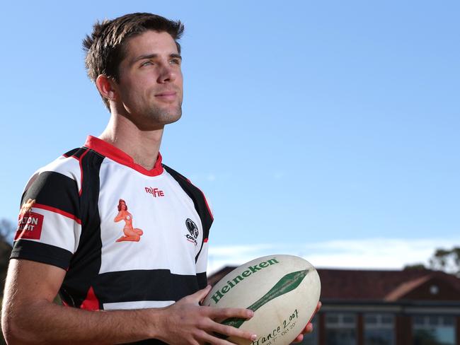 Collaroy Rugby Player Daniel McIntyre was playing Macarthur last weekend at Collaroy and felt he heard a crack in his neck following a tackle. Opposition players formed a circle and prayed for him, thankfully he is ok. Photo: Adam Ward