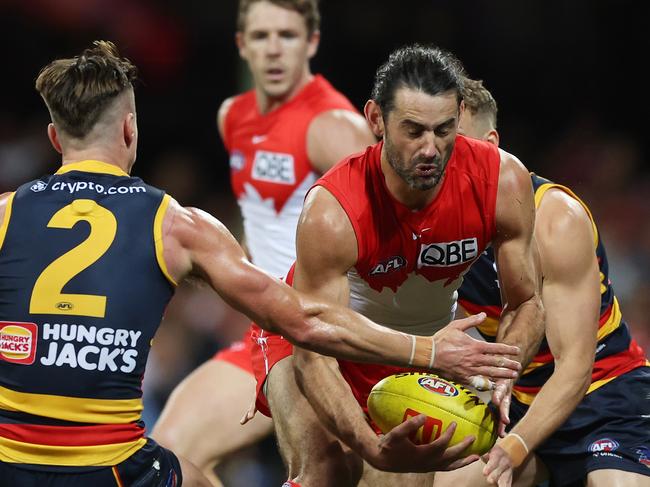 Sydney ruckman Brodie Grundy showed signs he was returning to his best in the round 24 win over Adelaide. Picture: Mark Metcalfe / Getty Images