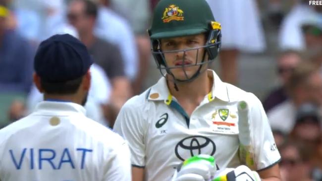 Australian teenage debutant Sam Konstas and Indian legend Virat Kohli clash in wild scenes on the opening day of the Boxing Day Test. Picture 7News