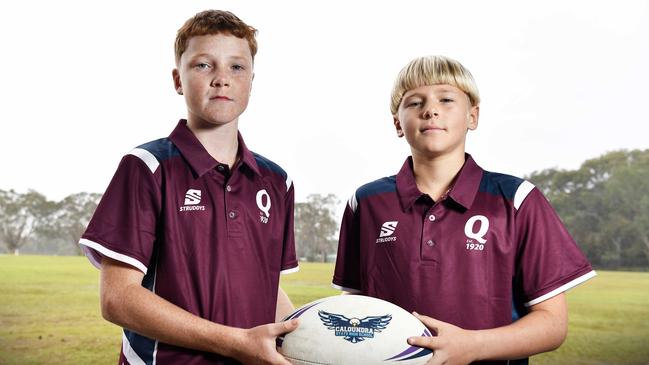 Rising rugby league talent Fletcher Clark and Kodi Lambert. Picture: Patrick Woods.