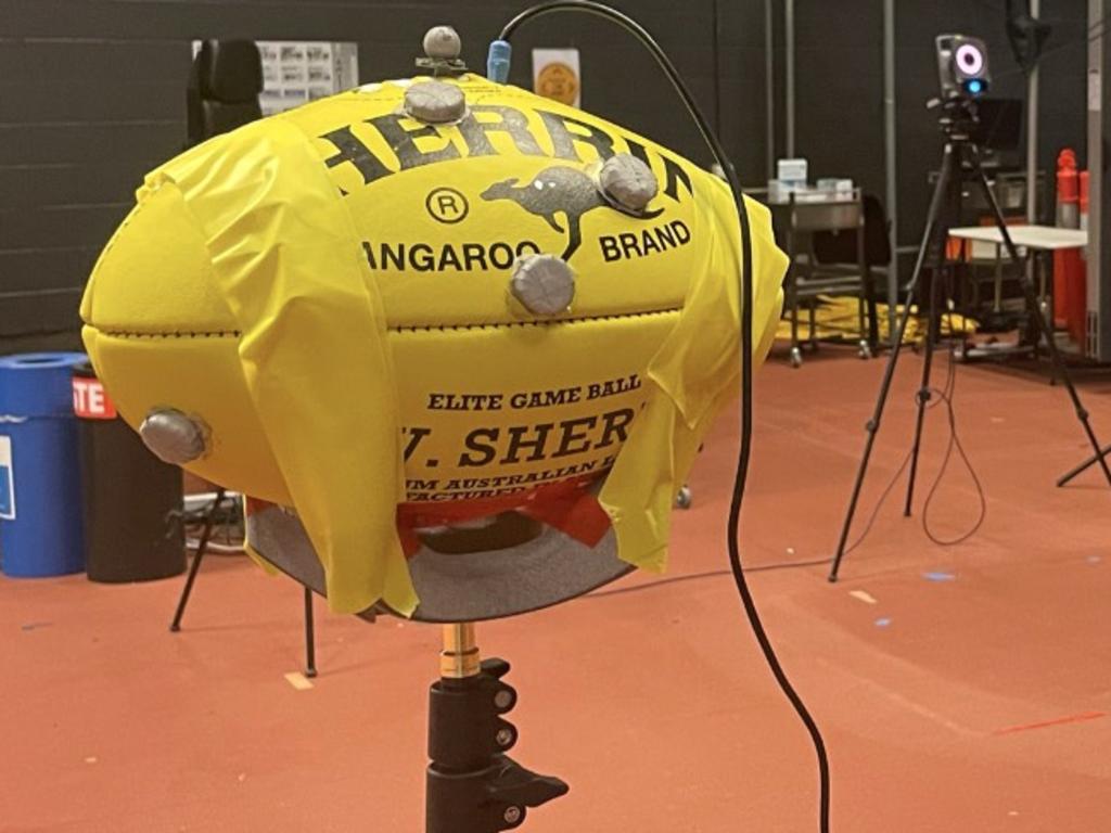 The AFL continues to test microchip technology inside footballs. Picture: Supplied