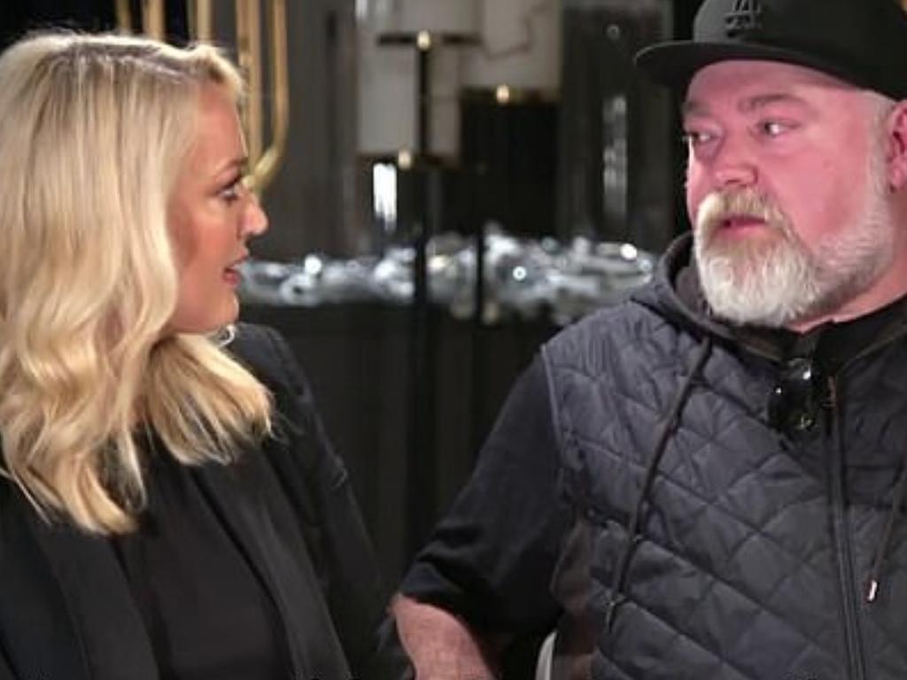 The moment when Kyle Sandilands told his co-host and Jackie O he’d been diagnosed with a condition before revealing it was a joke. Picture: 60 Minutes/Channel 9