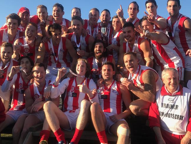 North Footscray celebrates its WRFL Division 3 premiership triumph. Picture: Kristen Alebakis