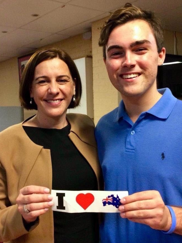 Queensland LNP leader Deb Frecklington and now suspended Gold Coast Young LNP chair Barclay McGain.