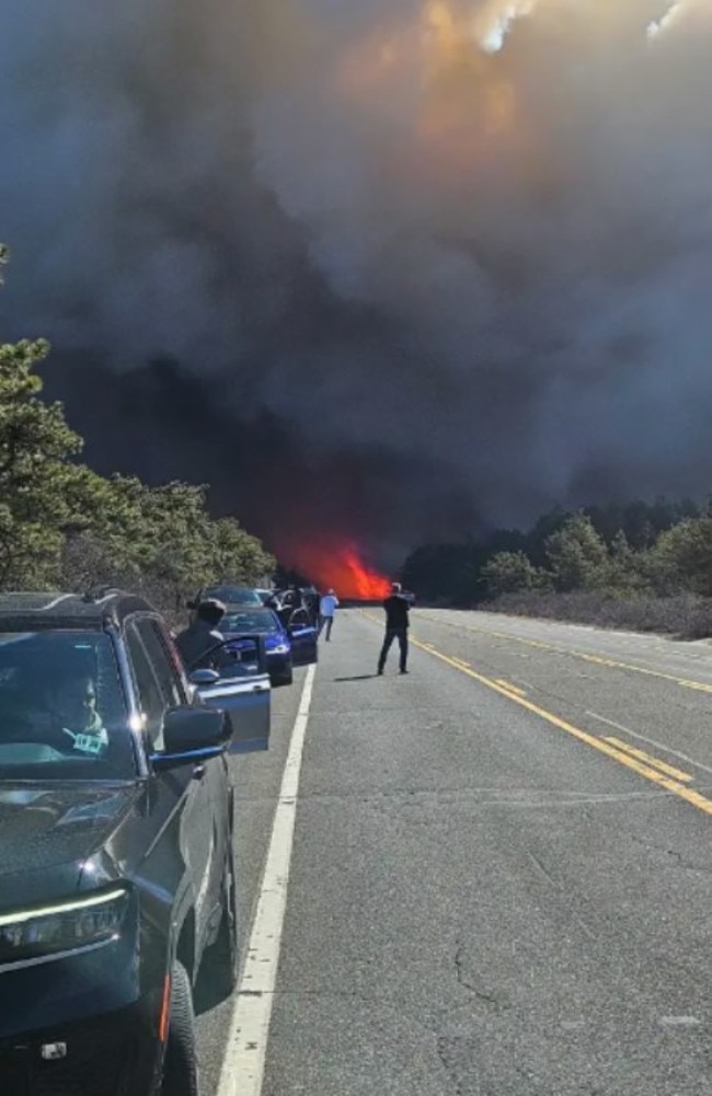 Smoke seen from County Road 51 in Manorville. Picture: Lisa Marie/Facebook